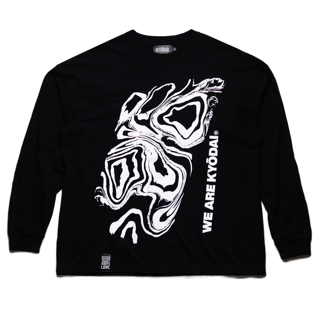 SUMINAGASHI 墨流し オーバーサイズロングTシャツ 黒